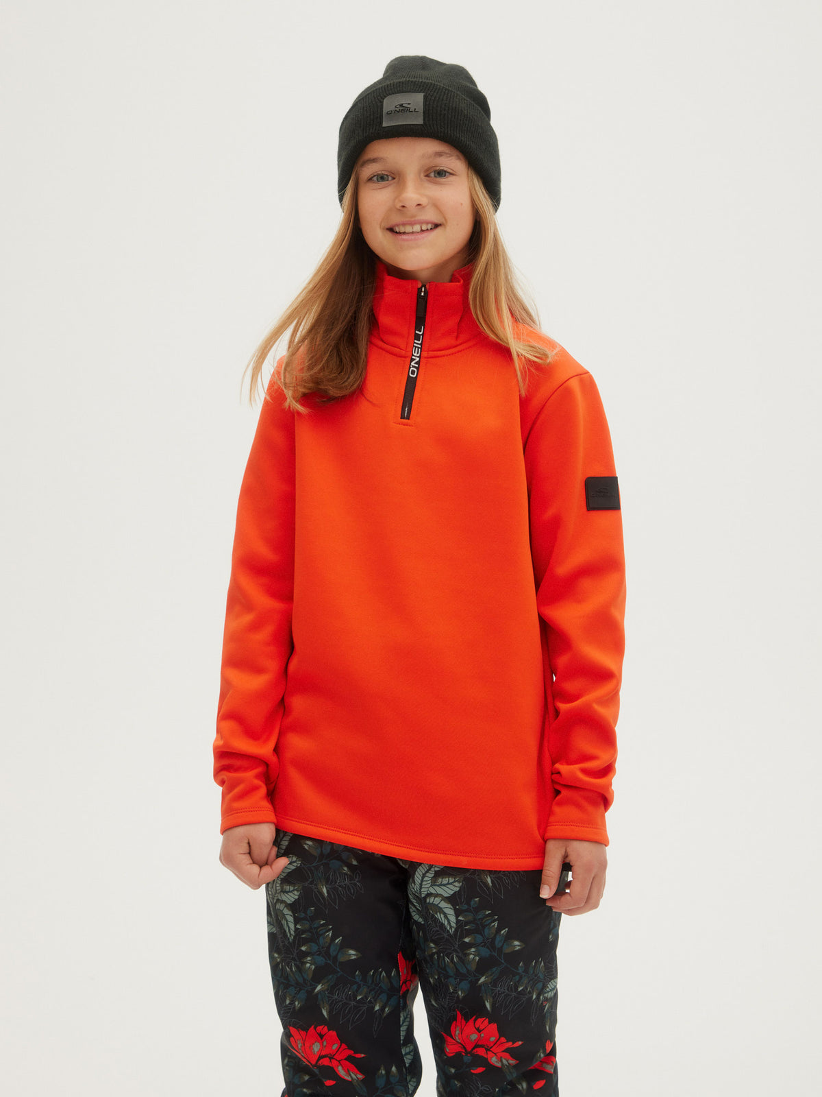 O'Neill Girls Solid Fleece Half Zip in Cherry Tomato