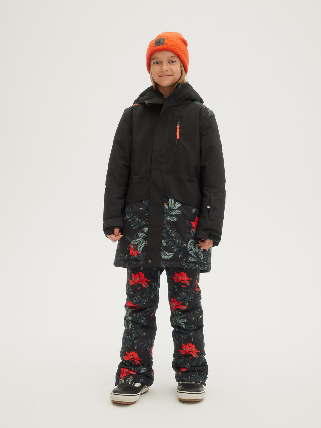 O'Neill Girls Zeolite Jacket in Black Aop W/ Green