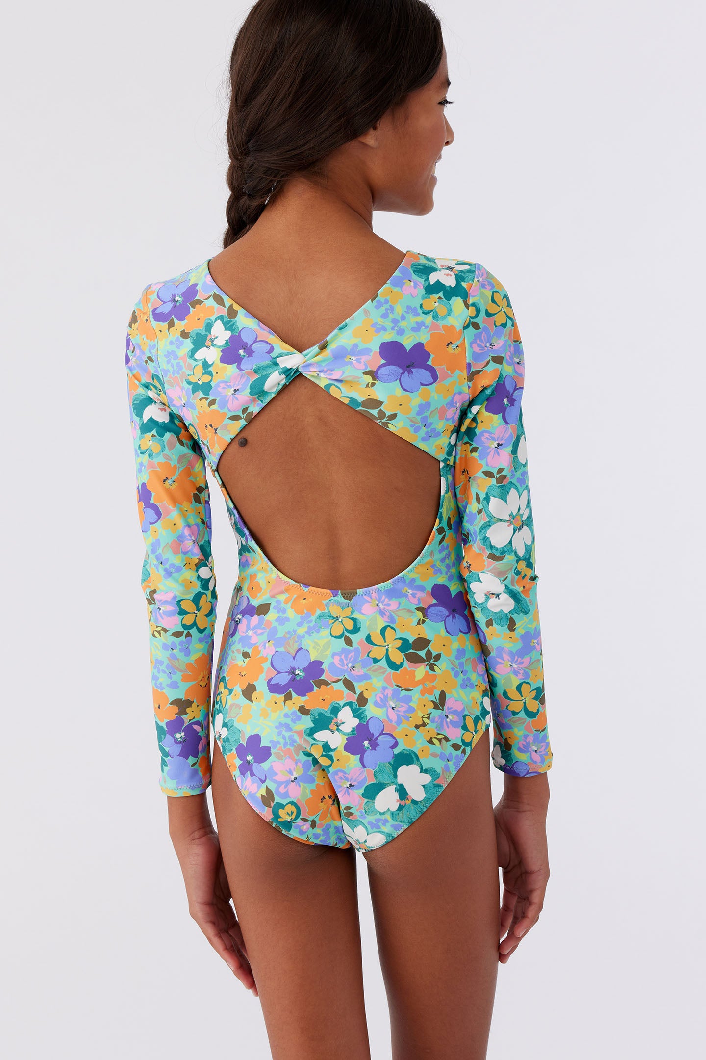 SAMI FLORAL TWIST BACK SURF SUIT