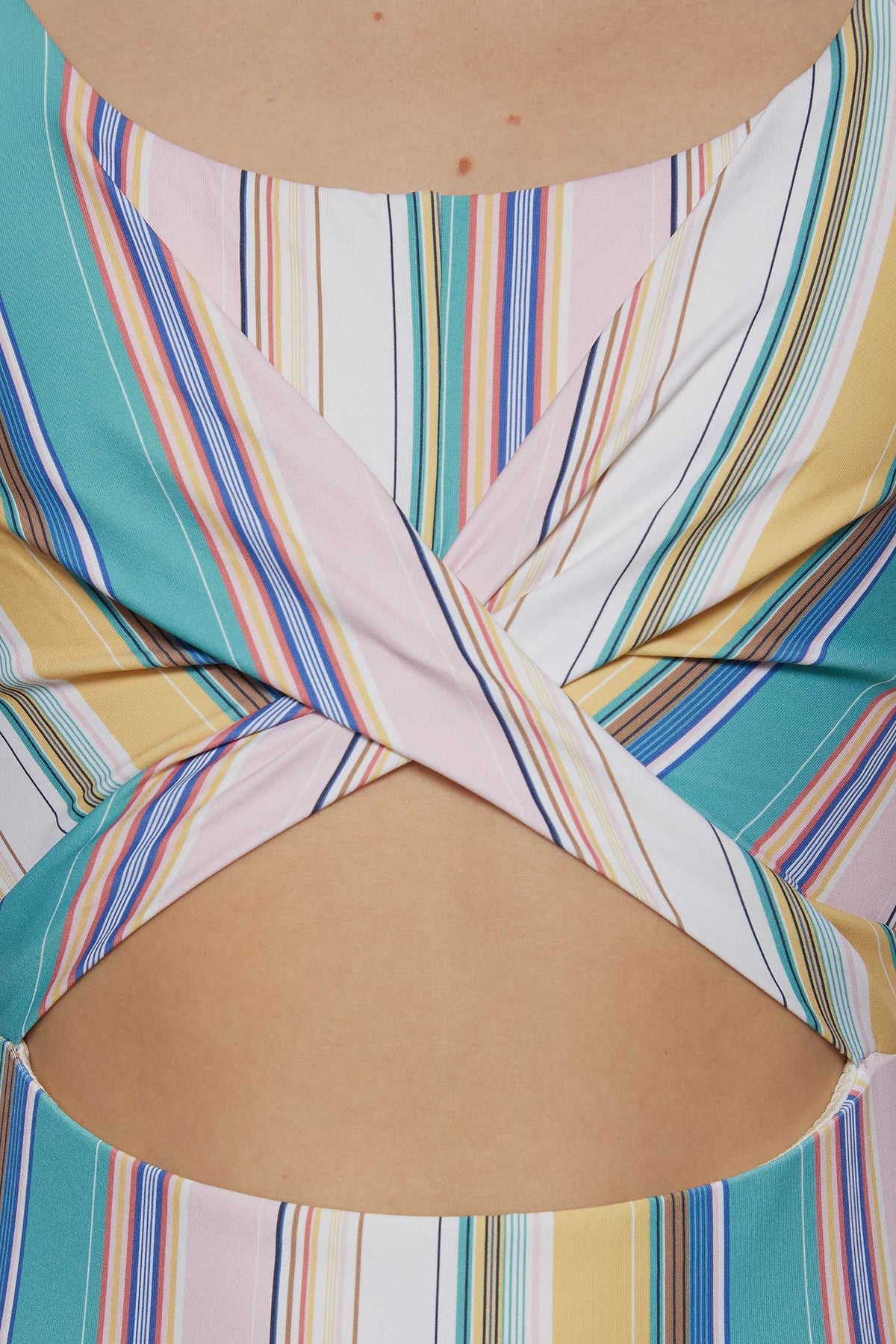 GIRL'S BAJA STRIPE TWIST FRONT ONE PIECE