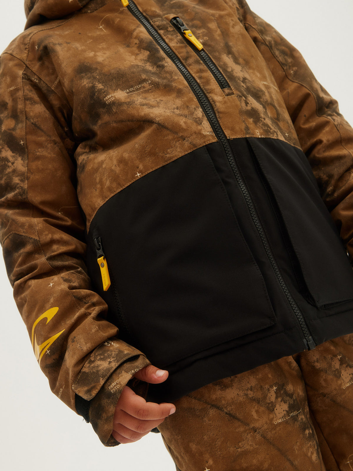 O'Neill Boys Textured Jacket in Brown Print Black