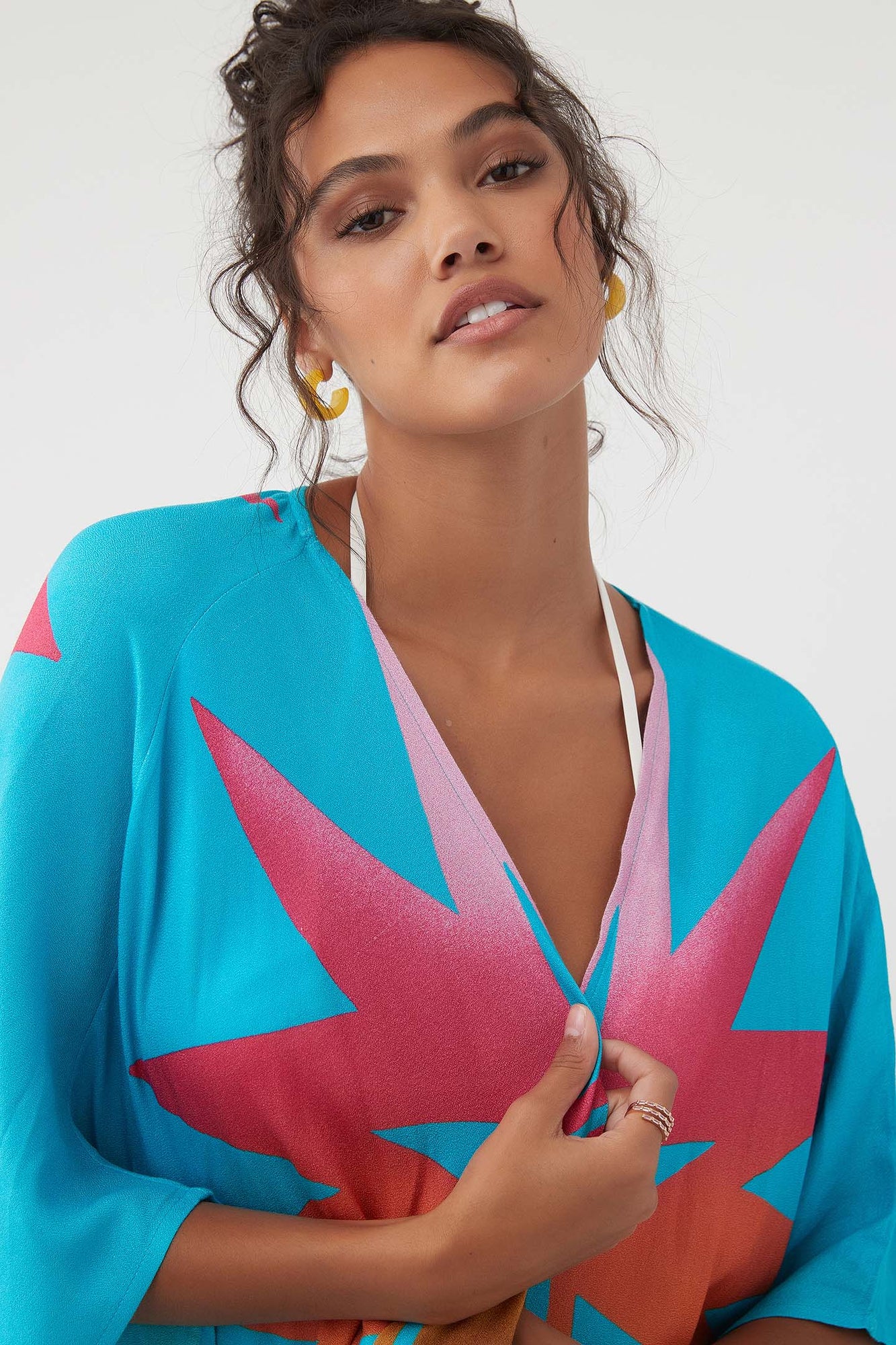 O'NEILL Women's Loose Flowy Kimono Beach Cover Up - Lightweight With Lace-Up Detail