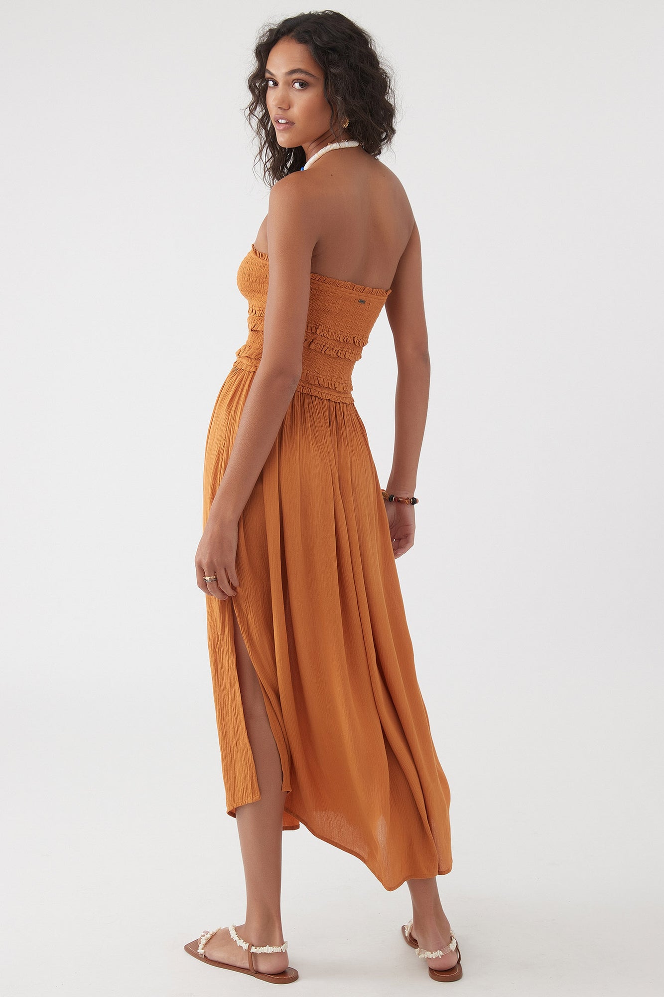 o'neill devyn midi dress O'Neill Devyn Smocked Strapless Midi Dress - Pink