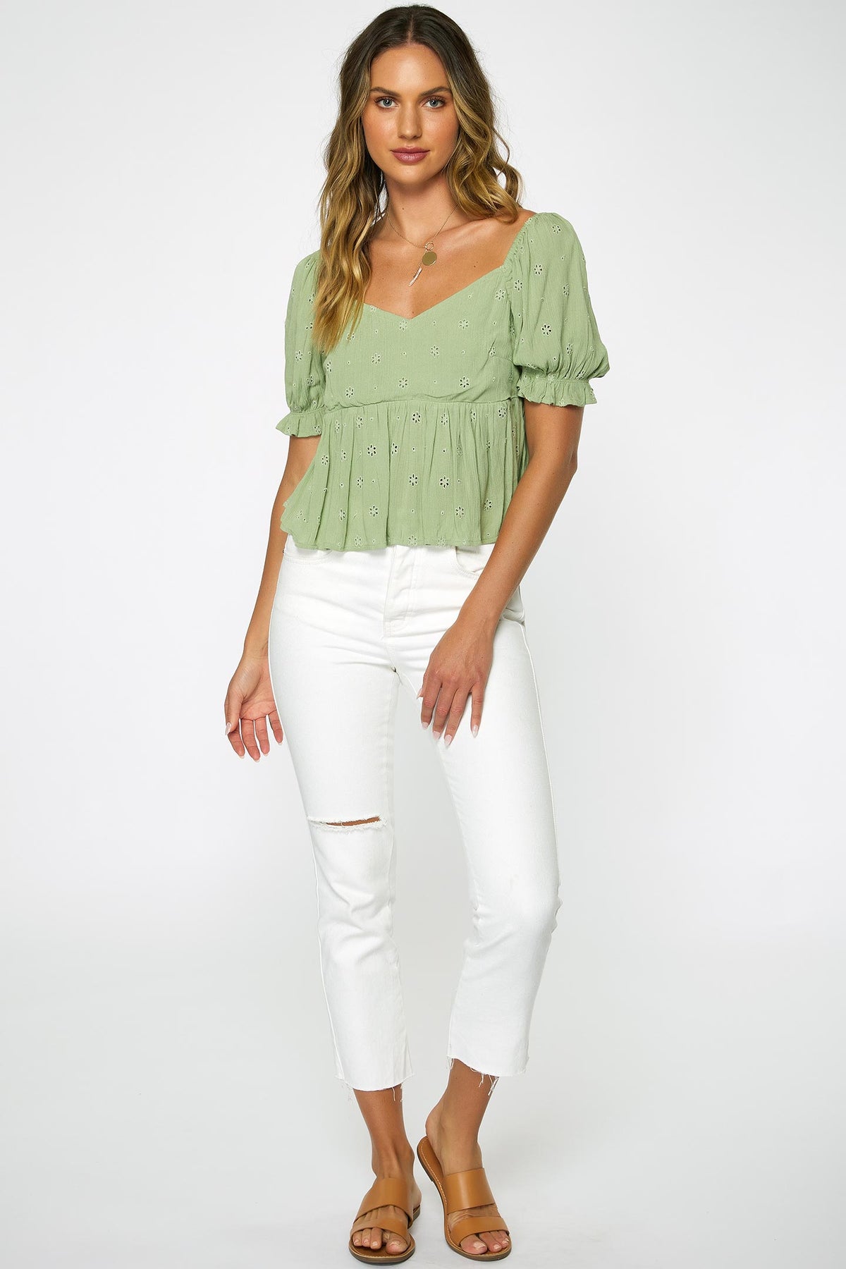 LADIES ISABEL EYELET TOP