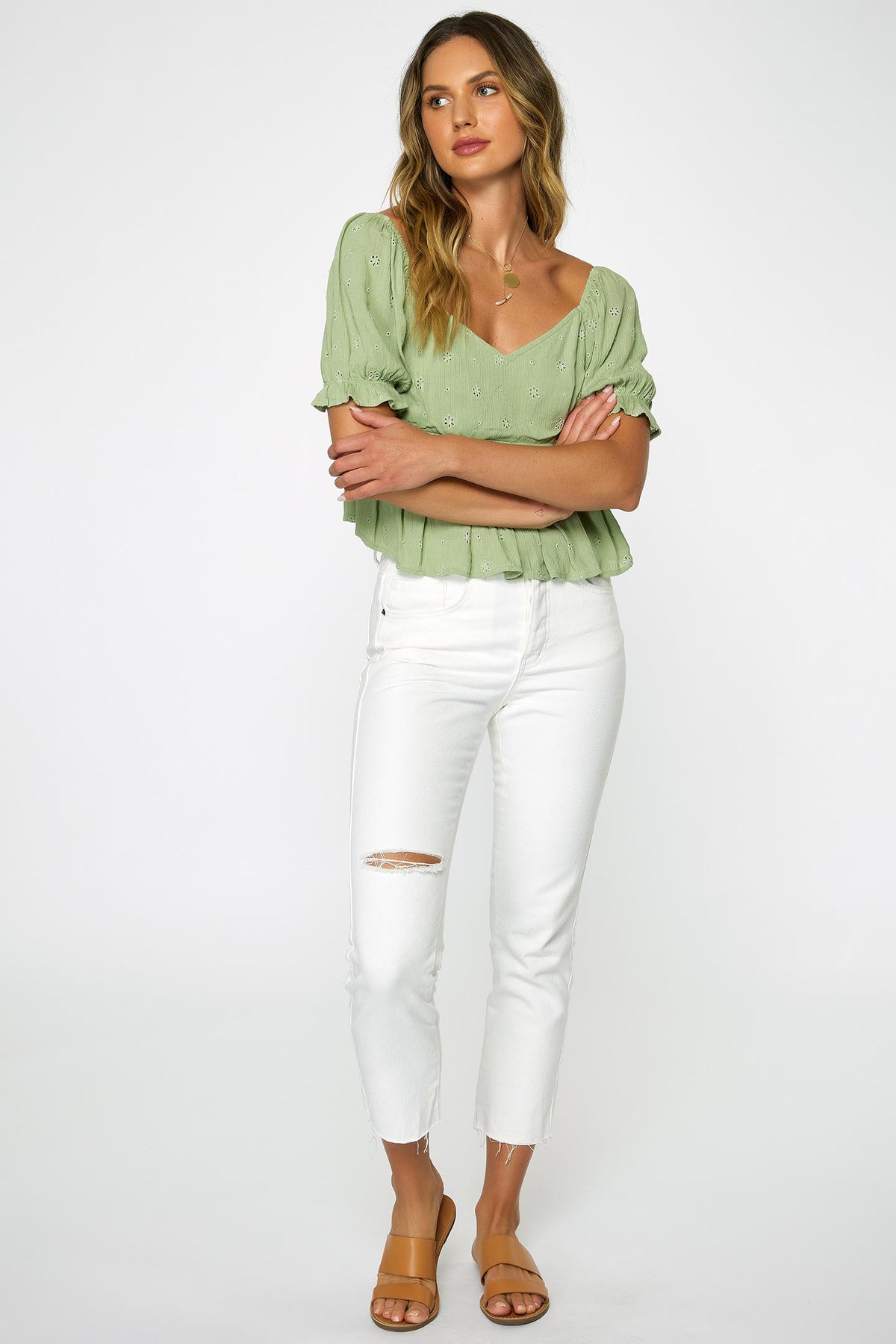 LADIES ISABEL EYELET TOP