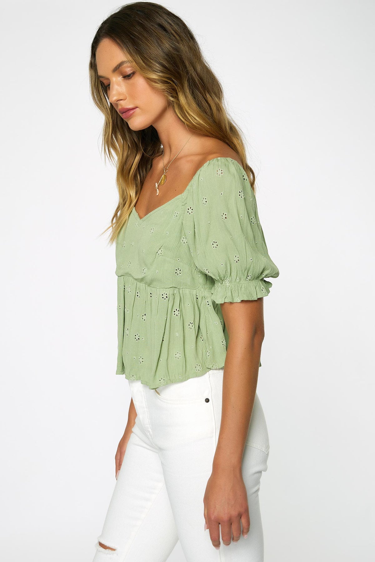 LADIES ISABEL EYELET TOP