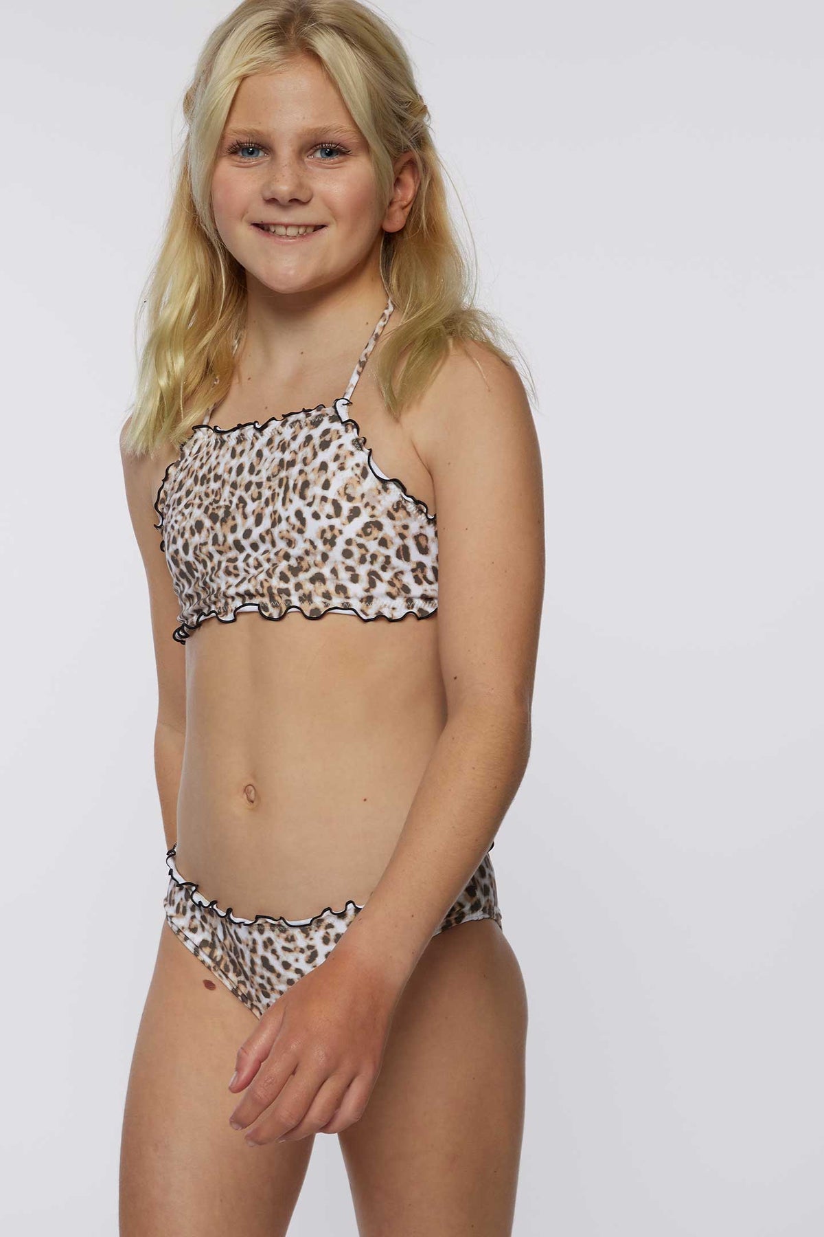 GIRL'S LEO RUFFLE EDGE HI-NECK SWIM SET