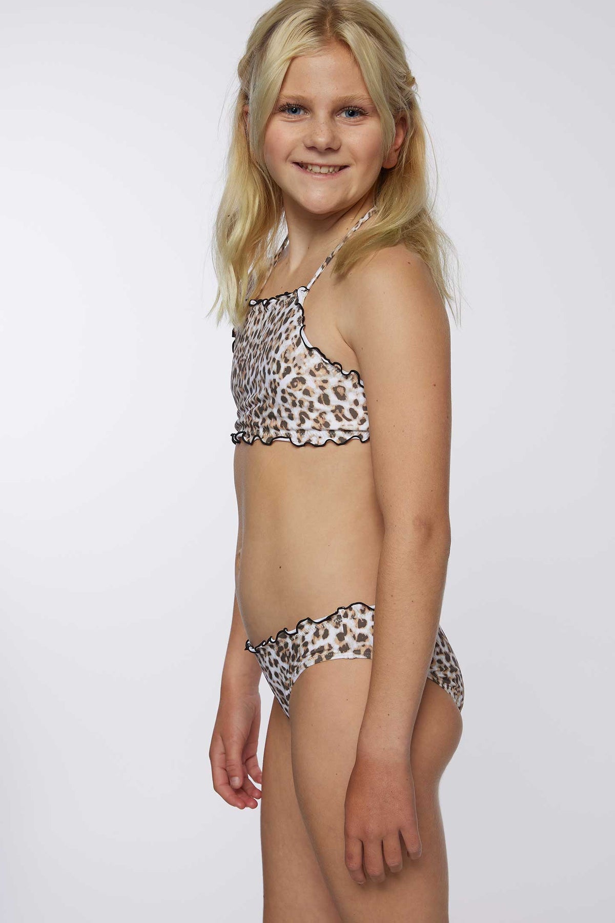 GIRL'S LEO RUFFLE EDGE HI-NECK SWIM SET