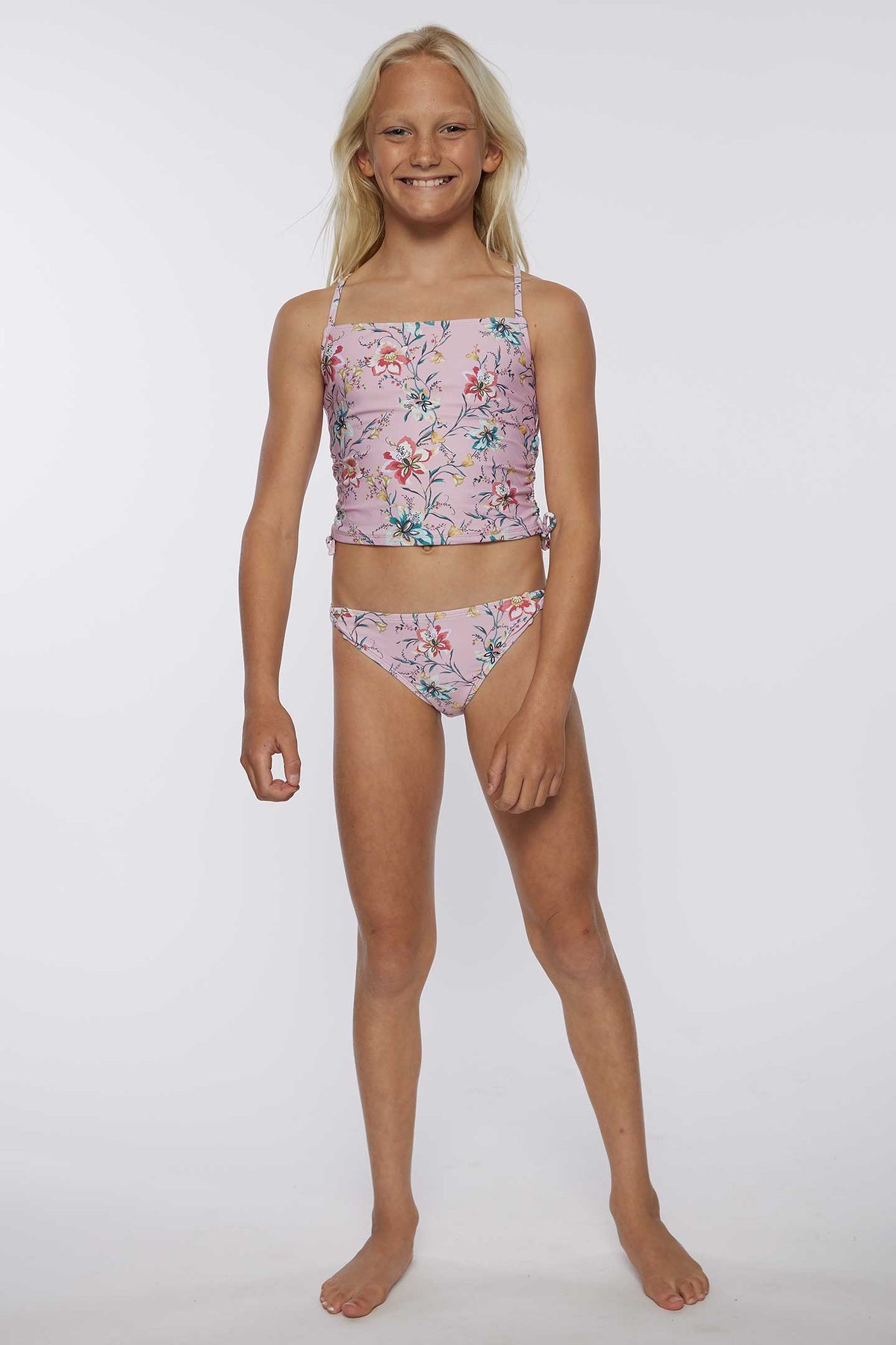 GIRL'S SYDNEY FLORAL CINCH TANKINI SWIM SET