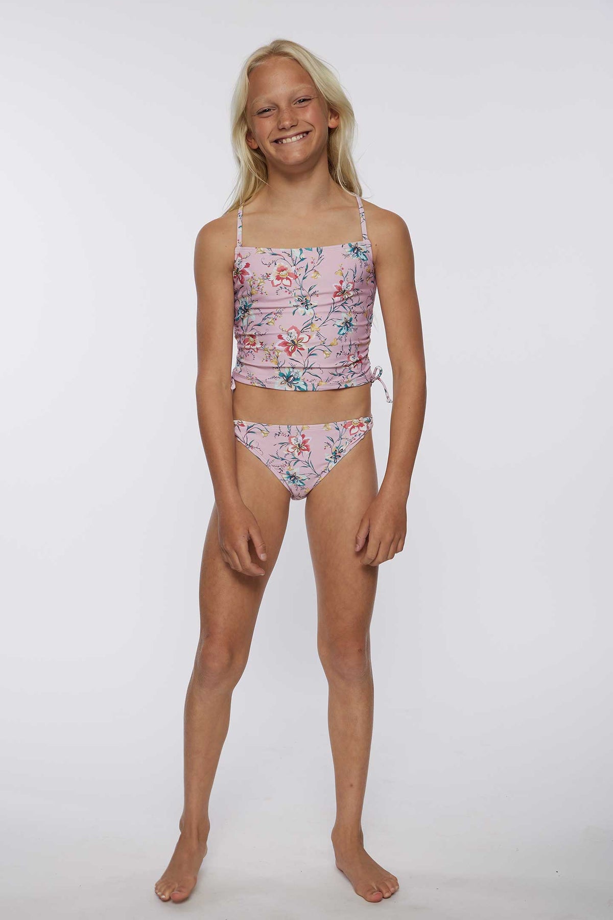 GIRL'S SYDNEY FLORAL CINCH TANKINI SWIM SET