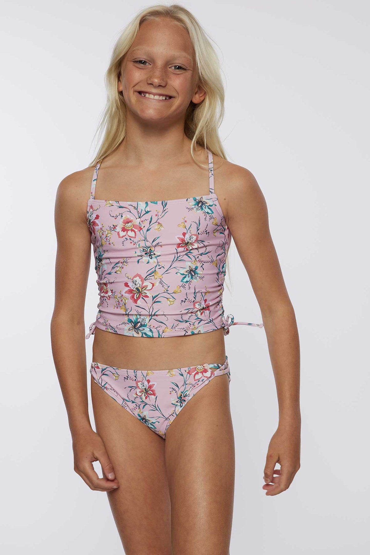 GIRL'S SYDNEY FLORAL CINCH TANKINI SWIM SET