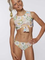 GIRL'S TWIGGY BANDED TIE FRONT HI-NECK SWIM SET